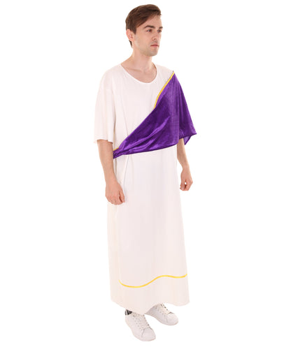 Men's Roman Dictator Historical Costume | White and Purple Fancy Costume