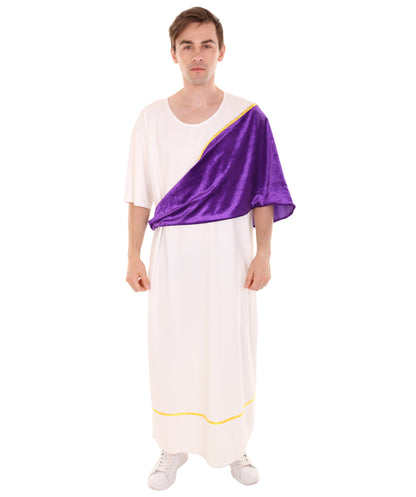 Men's Roman Dictator Historical Costume | White and Purple Fancy Costume