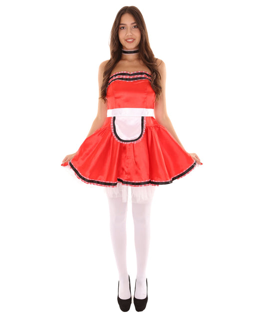 Red French Maid Uniform Costume
