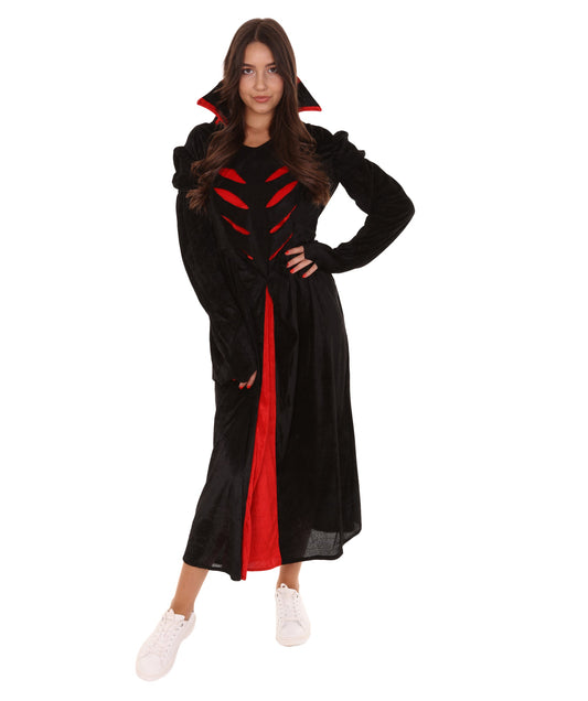 Women's Queen of Vampires Costume | Black & Red Halloween Costume