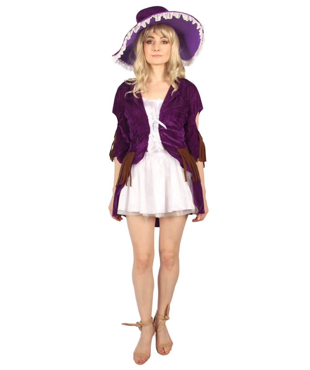 Women Ghost Pirate Costume, White & Dark Purple Fancy Costume