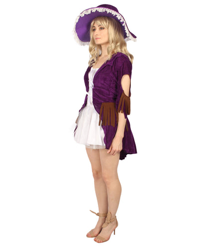 Women Ghost Pirate Costume, White & Dark Purple Fancy Costume