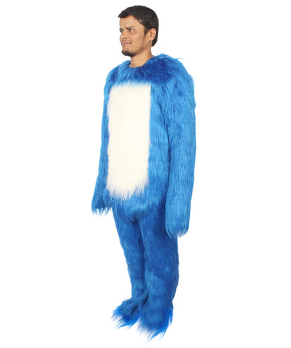 Furry Sonic The Hedgehog | Men's White and Blue Straight Long Furry Hedgehog Fancy  Costume