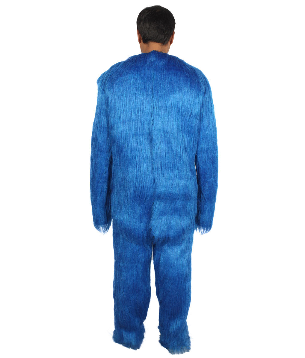 Furry Sonic The Hedgehog | Men's White and Blue Straight Long Furry Hedgehog Fancy  Costume