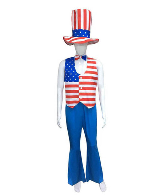 Men's Patriot Man Kit 3 Pc Costume | Patriotic Multi Color Fancy Costumes