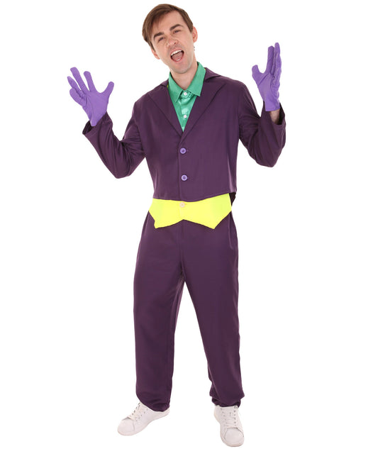 Men's Deluxe Clown Purple Suit Costume | Multi color Halloween Costume