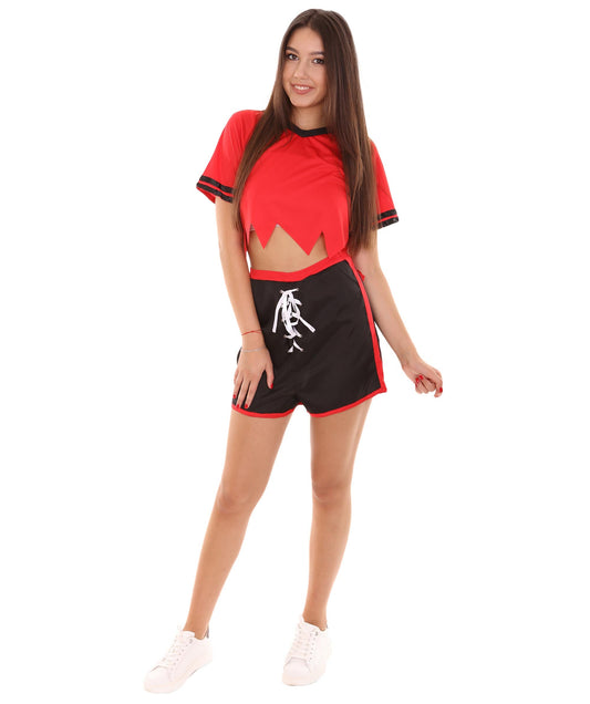 Women's Sexy Football Player  Black Costume | Red Fancy Costume