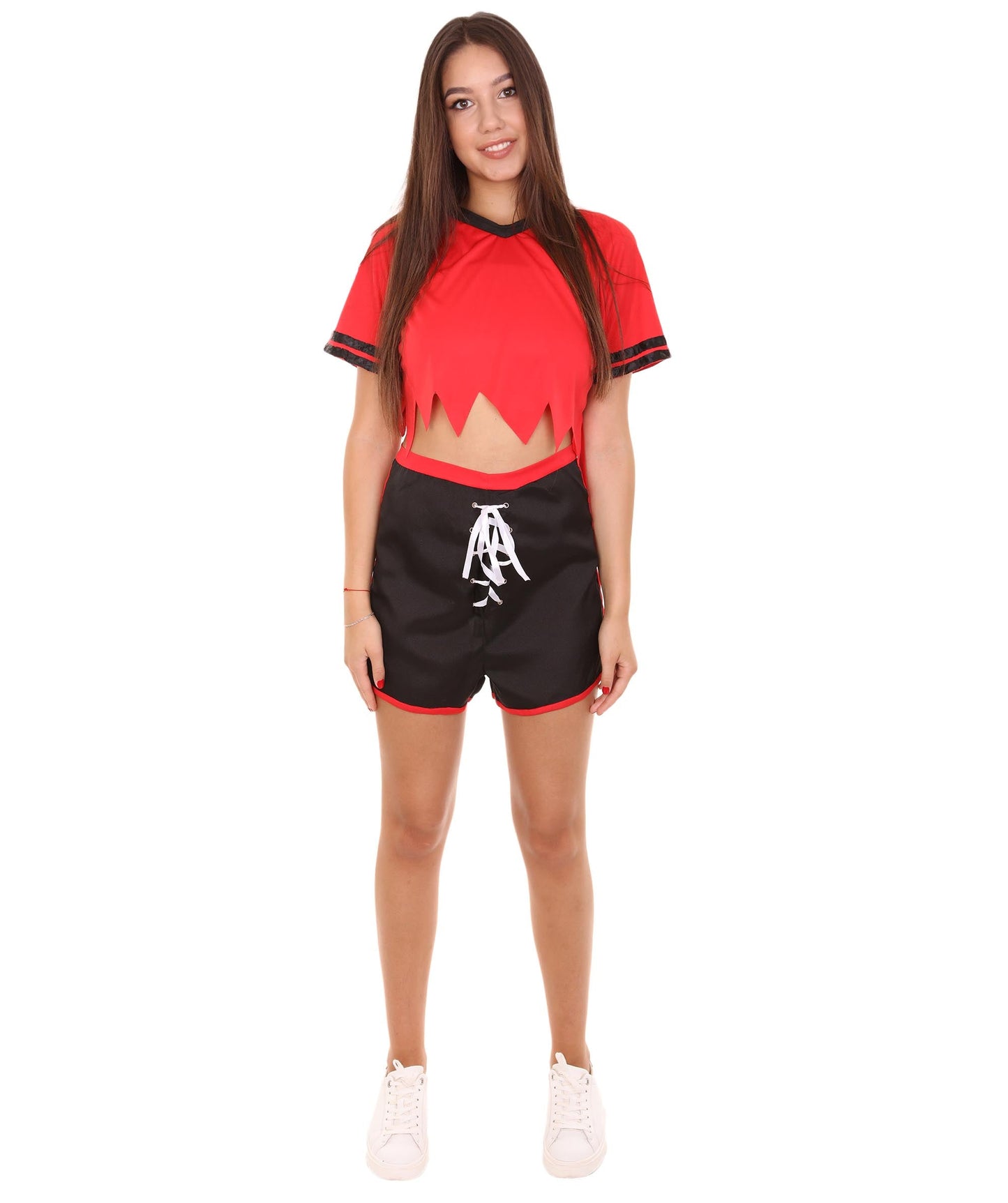 Women's Sexy Football Player  Black Costume | Red Fancy Costume