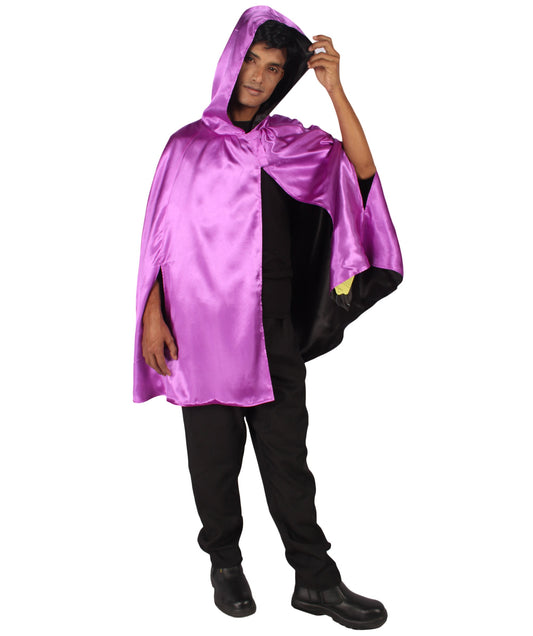 Purple Reversible Hooded Short Cape Costume
