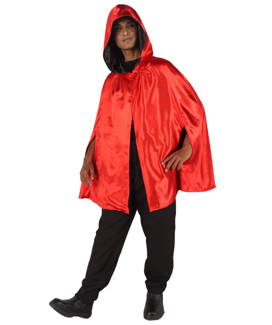 Red Reversible Hooded Short Cape Costume
