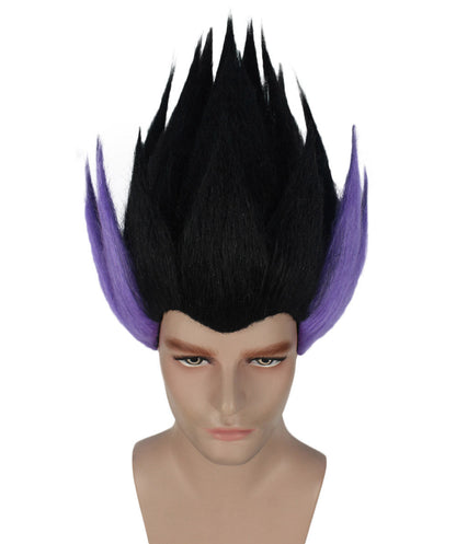 Anime Spike Wig |  Black & Purple Spike TV/Movie Wigs | Premium Breathable Capless Cap