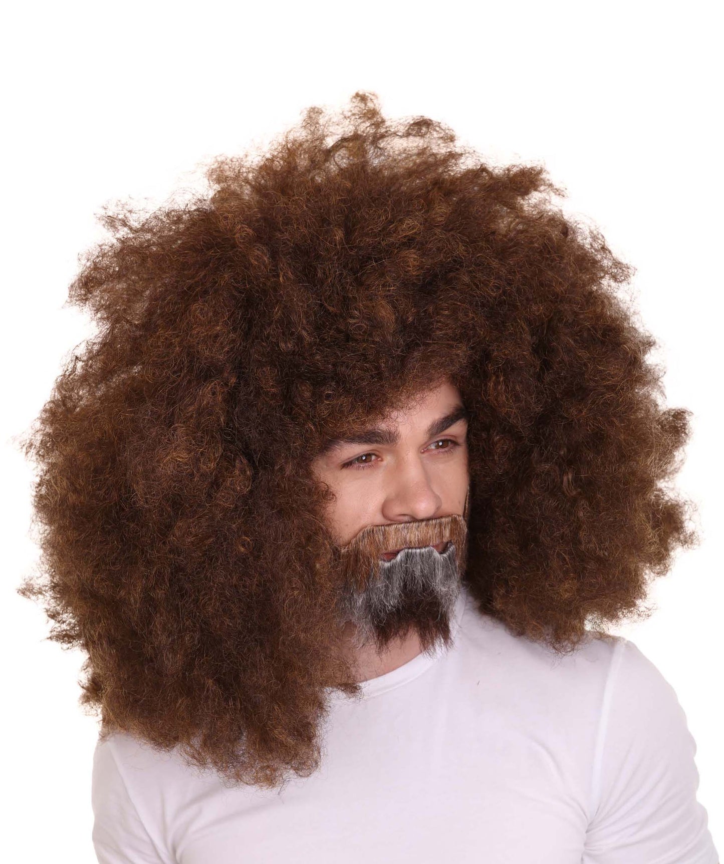 Painter Jumbo Afro Wig with Full Beard and Moustache Set | Brown Celebrity Wigs | Premium Breathable Capless Cap