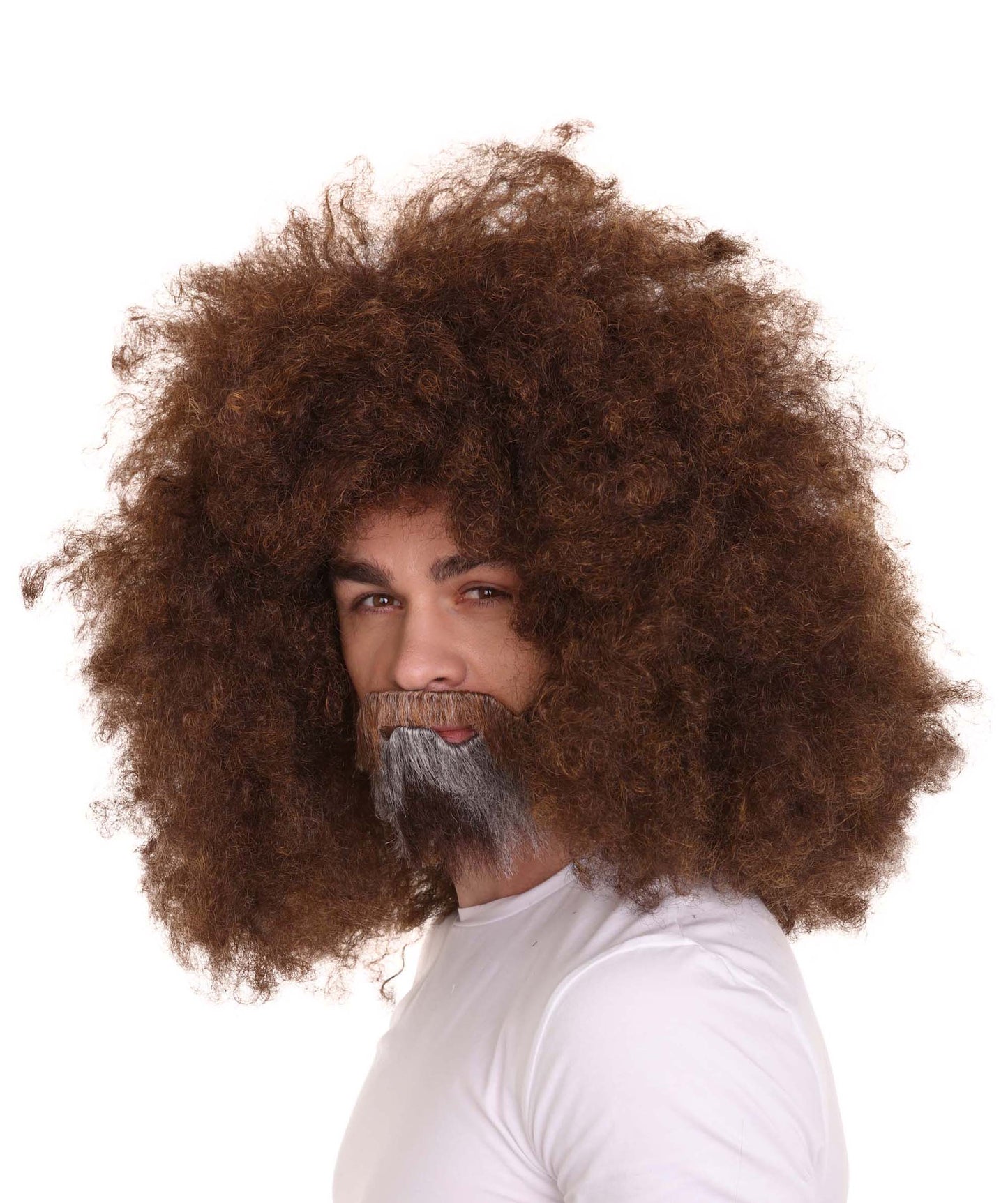 Painter Jumbo Afro Wig with Full Beard and Moustache Set | Brown Celebrity Wigs | Premium Breathable Capless Cap