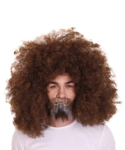 Painter Jumbo Afro Wig with Full Beard and Moustache Set | Brown Celebrity Wigs | Premium Breathable Capless Cap