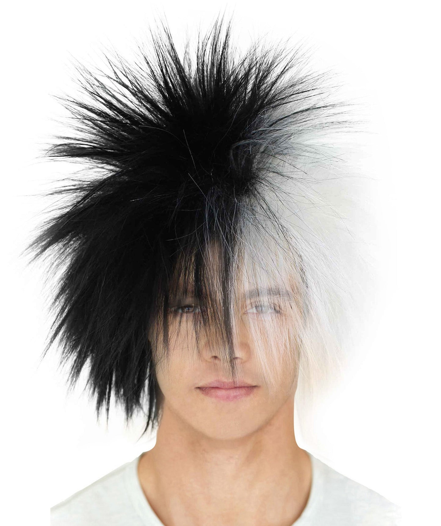 White & Black 80’s Rockstar Style Wig