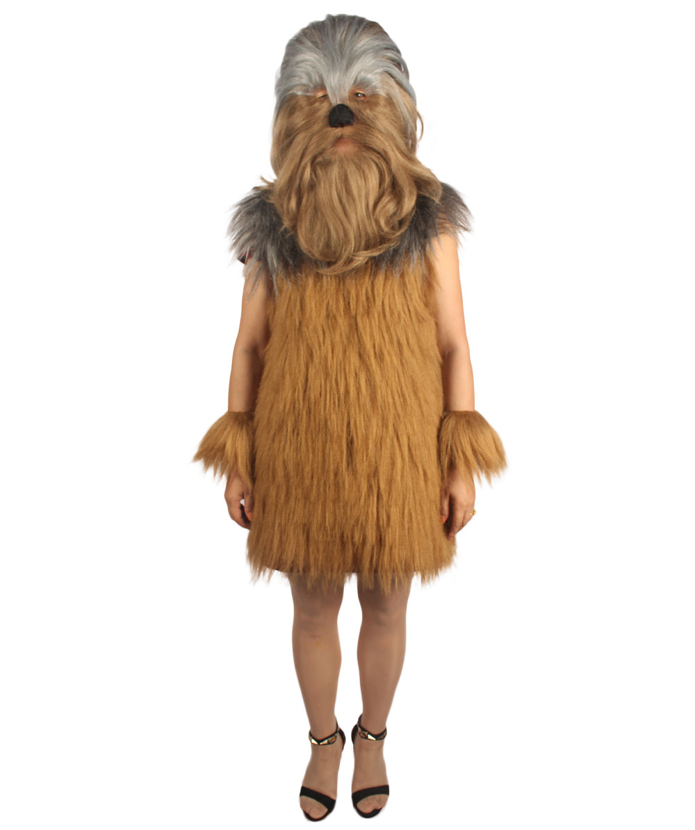  Grey Brown Hairy Warrior Ape Military Leader Costume