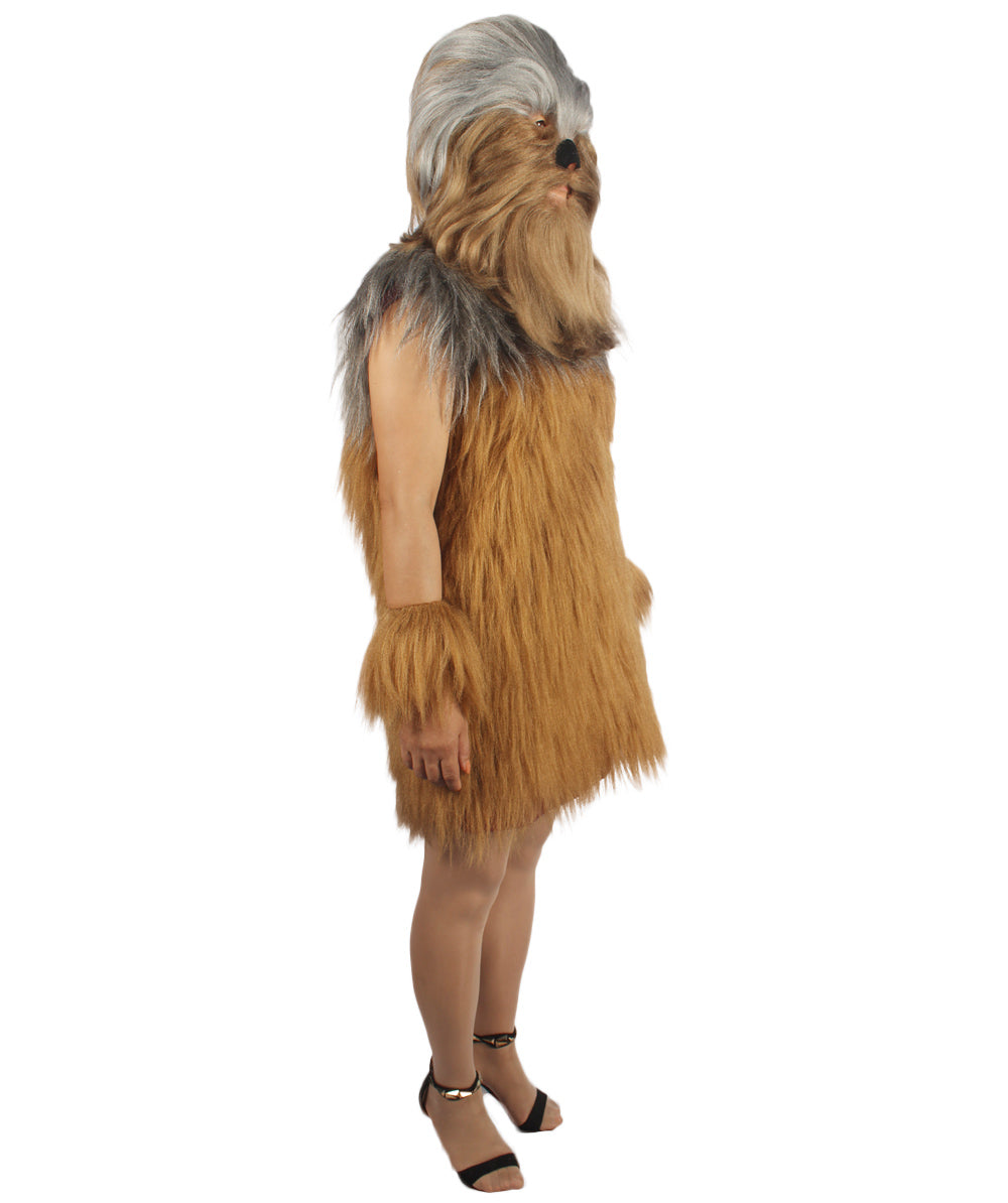  Grey Brown Hairy Warrior Ape Military Leader Costume