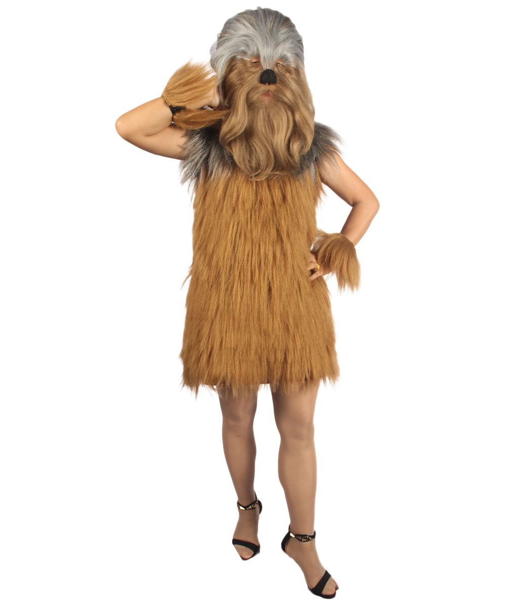  Grey Brown Hairy Warrior Ape Military Leader Costume