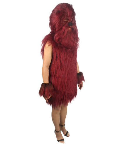 Burgundy Hairy Warrior Ape Military Leader Costume