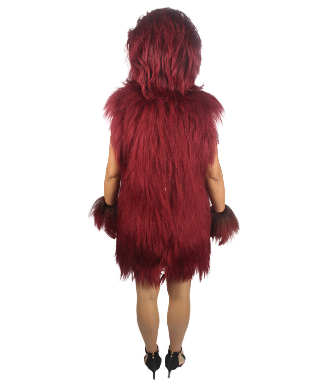 Burgundy Hairy Warrior Ape Military Leader Costume