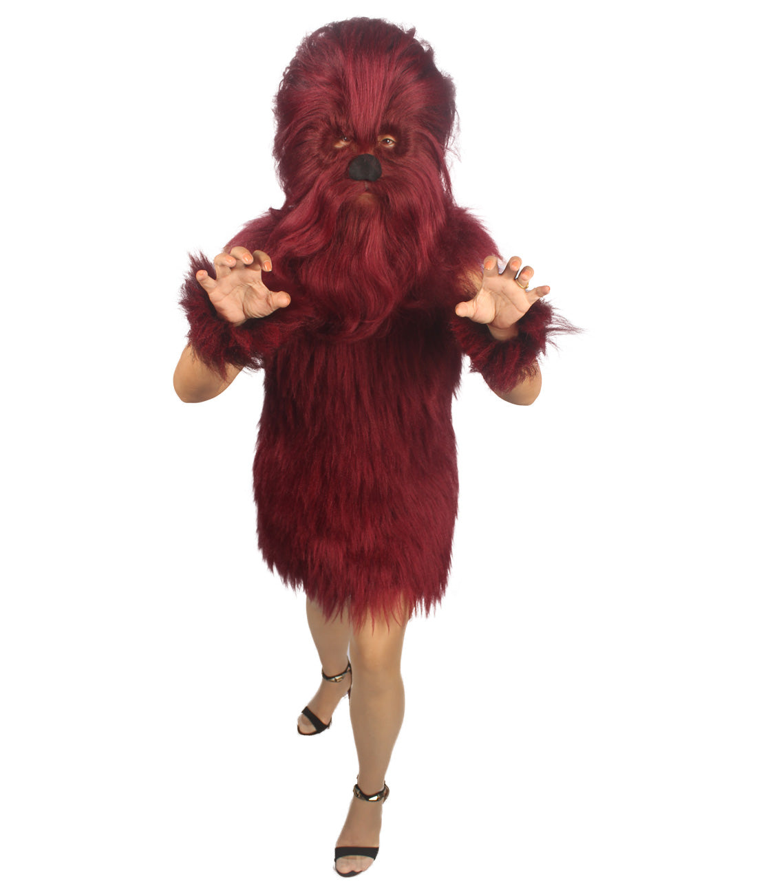 Burgundy Hairy Warrior Ape Military Leader Costume