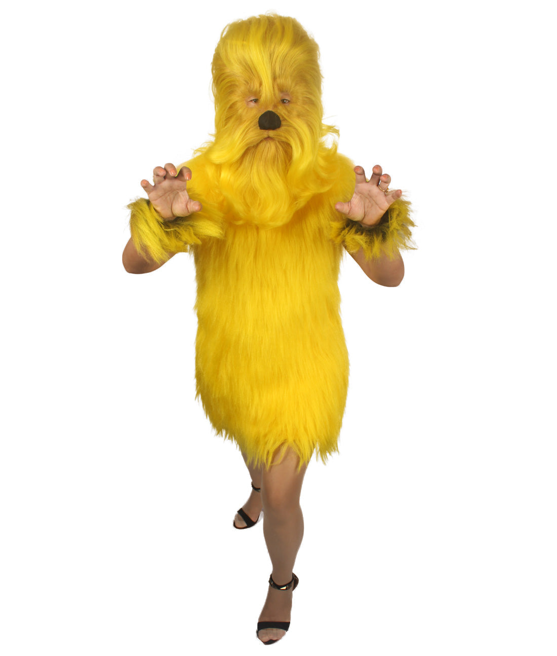 Yellow Hairy Warrior Ape Military Leader Costume