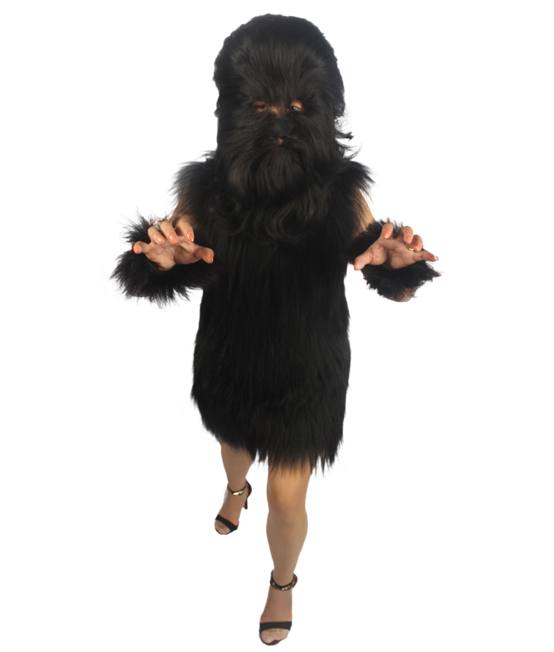 Black Hairy Warrior Ape Military Leader Costume