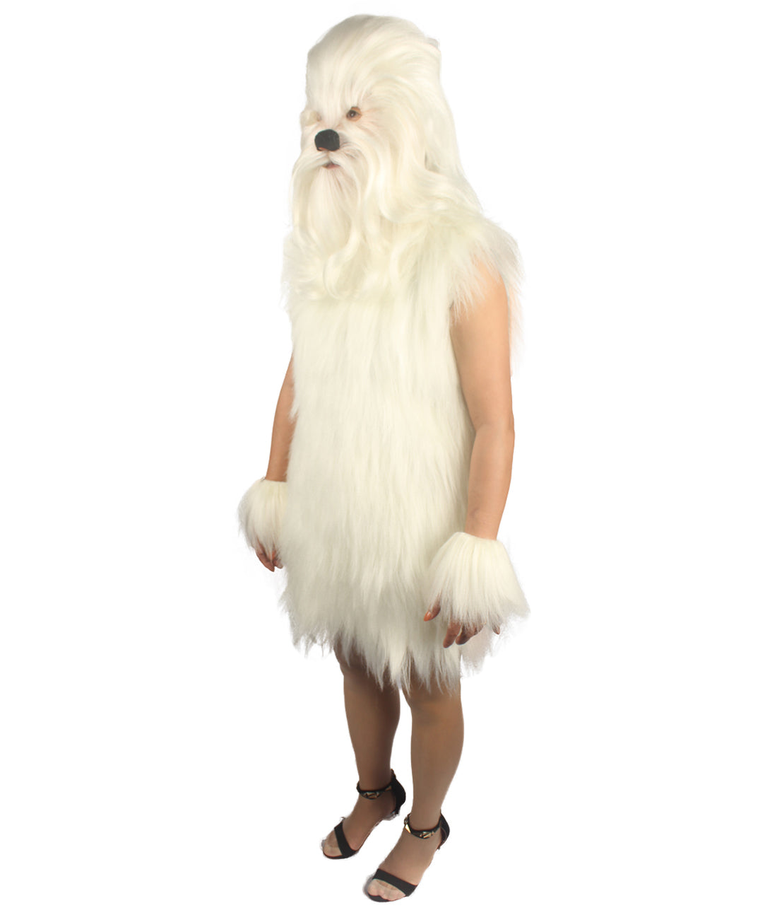 White Hairy Warrior Ape Military Leader Costume