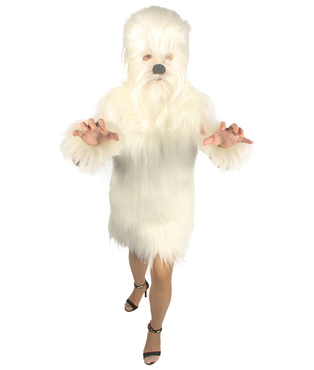 White Hairy Warrior Ape Military Leader Costume