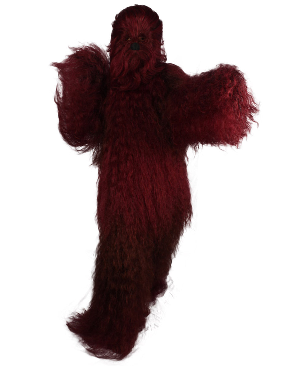 Burgundy Hairy Warrior Ape Military Leader Cosplay Costume