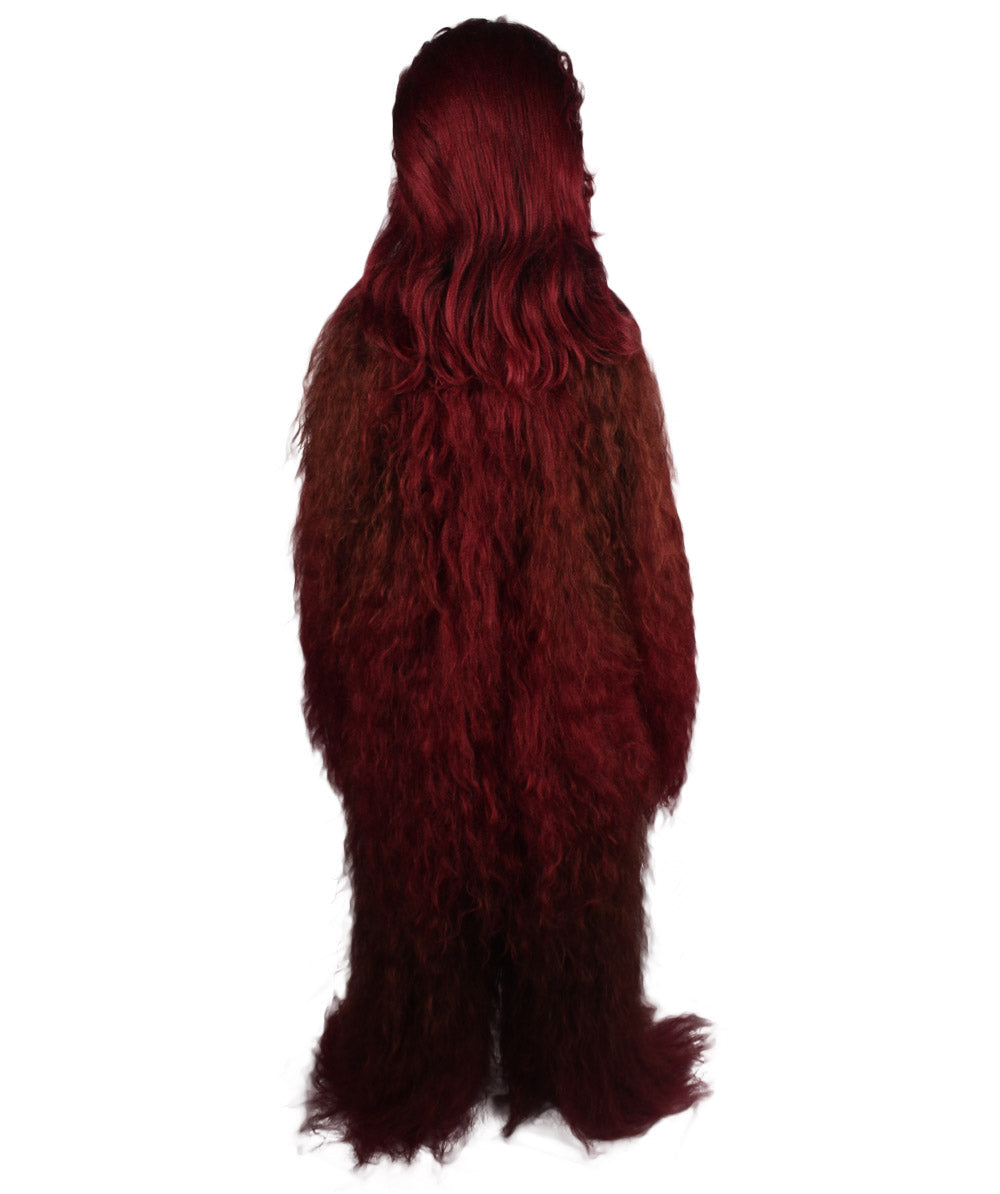 Burgundy Hairy Warrior Ape Military Leader Cosplay Costume