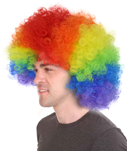 Clown Collection | Men's Multi Color Curly Afro Clown Wig