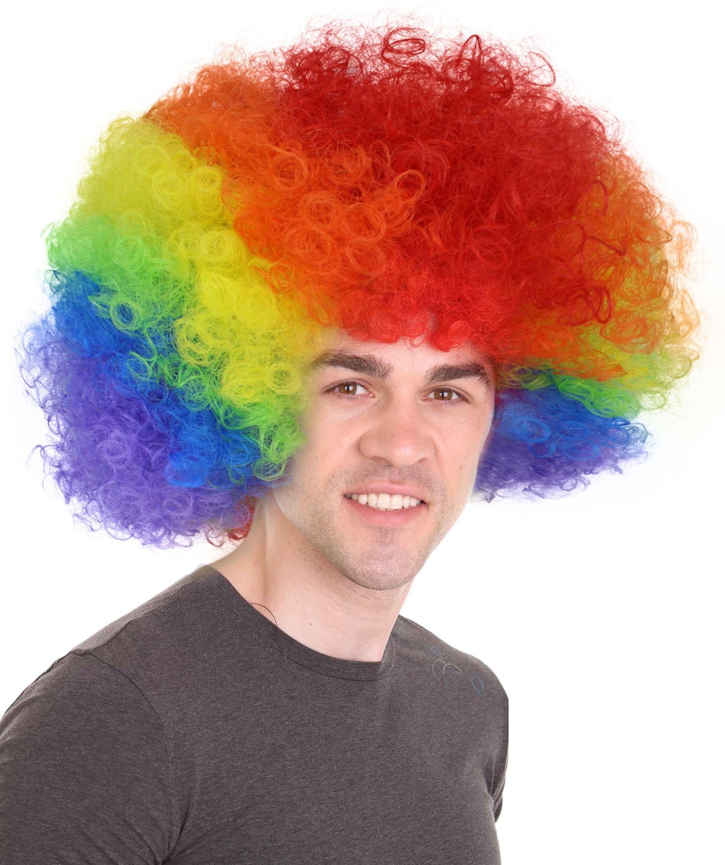 Clown Collection | Men's Multi Color Curly Afro Clown Wig