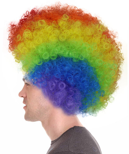 Clown Collection | Men's Multi Color Curly Afro Clown Wig