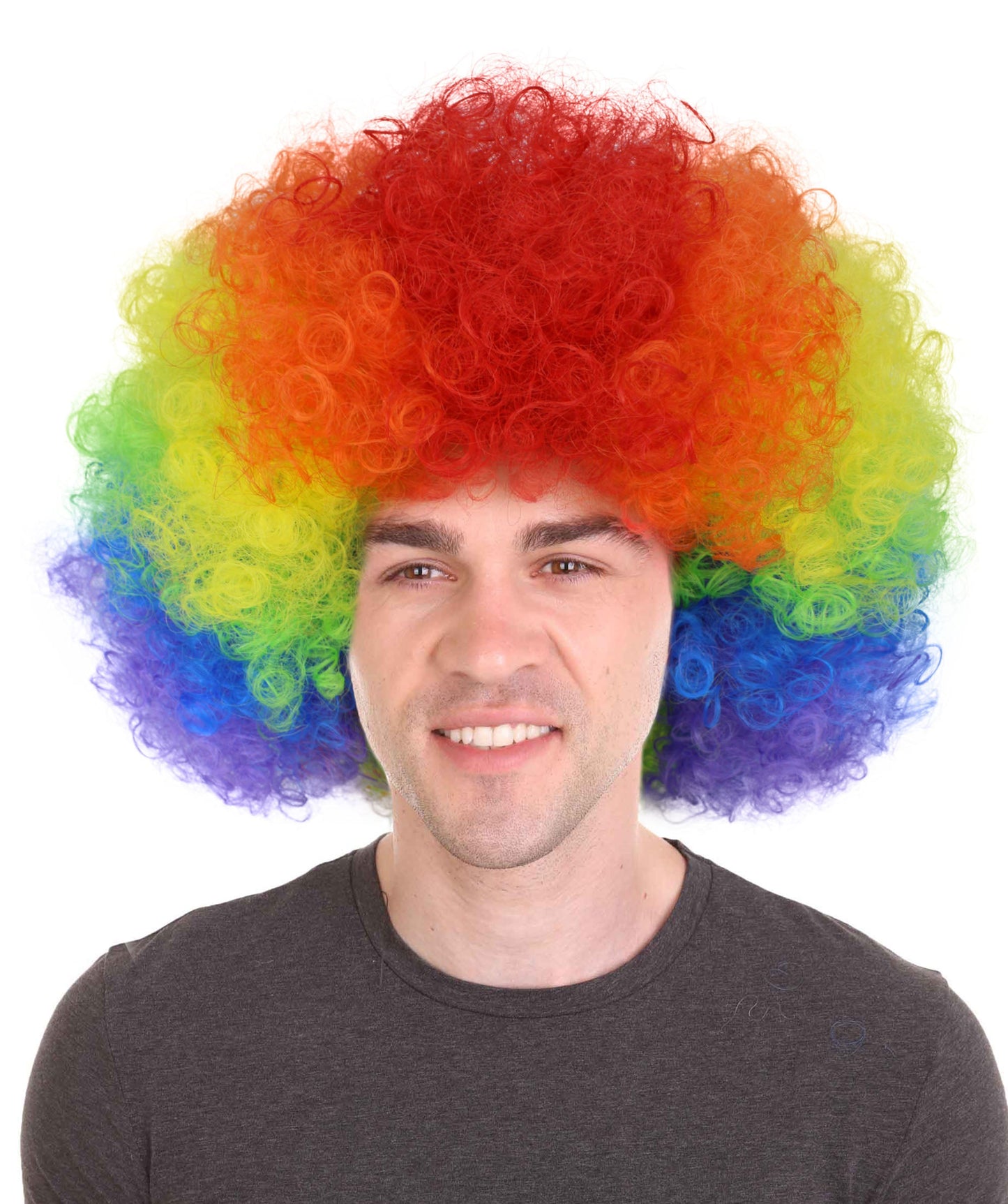 Clown Collection | Men's Multi Color Curly Afro Clown Wig