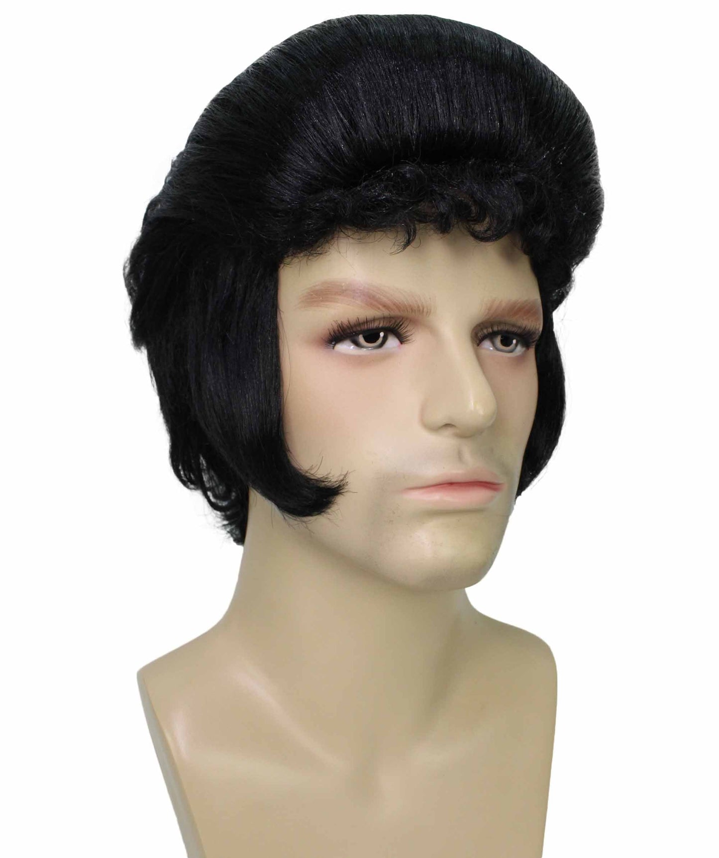 Men's Black Color Straight Updo Rock and Roll Icon Wig