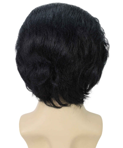 Men's Black Color Straight Updo Rock and Roll Icon Wig