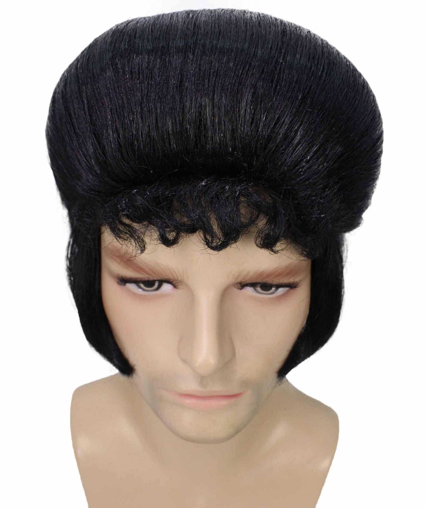 Men's Black Color Straight Updo Rock and Roll Icon Wig