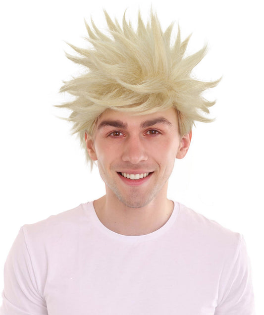 HPO Men's Japanese Superhero Manga Blonde Spiky Wig