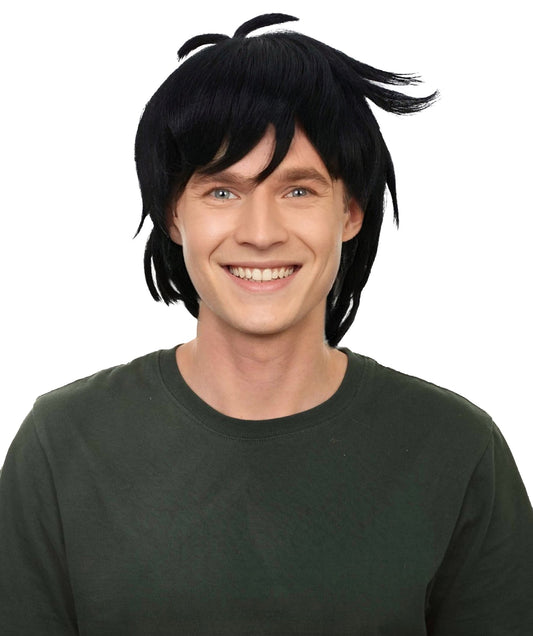 Men's Black Anime Fancy Wig | Best for Halloween | Flame-retardant Synthetic Fiber