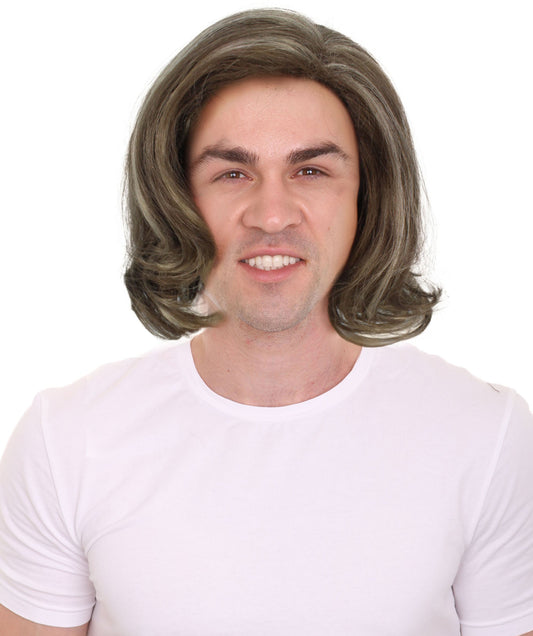 Men's Brown Curly Wig | Best for Halloween | Flame-retardant Synthetic Fiber