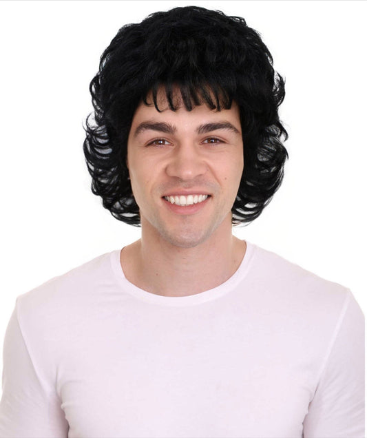Men’s Gothic TV Series Psychic Bee Boy Black Curly Wig |  Perfect for Halloween | Flame-retardant Synthetic Fiber