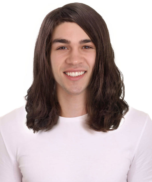 Men's Brown Barebone Long Wavy Wig | Best for Halloween | Flame-retardant Synthetic Fiber