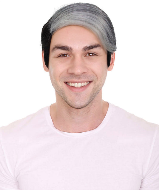 Men’s Dark Wizard Black Wig with Blonde Side Fringe | Best for Halloween | Flame-retardant Synthetic Fiber