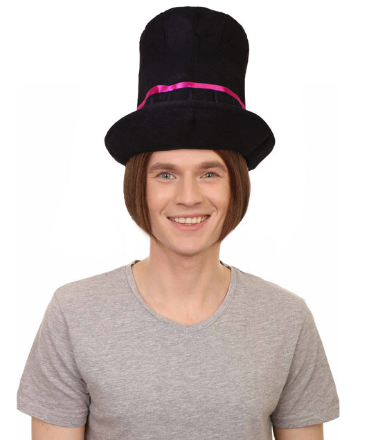 Men's Brown Willy Wig with Black Hat | Best for Halloween | Flame-retardant Synthetic Fiber