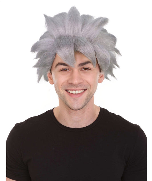 HPO  Men's Anime Spiky White Wig | Best for Halloween | Flame-retardant Synthetic Fiber