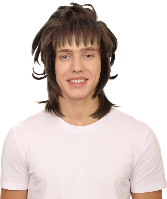 HPO Men's Brown Spiky Anime Character Wig | Best for Halloween | Flame-retardant Synthetic Fiber