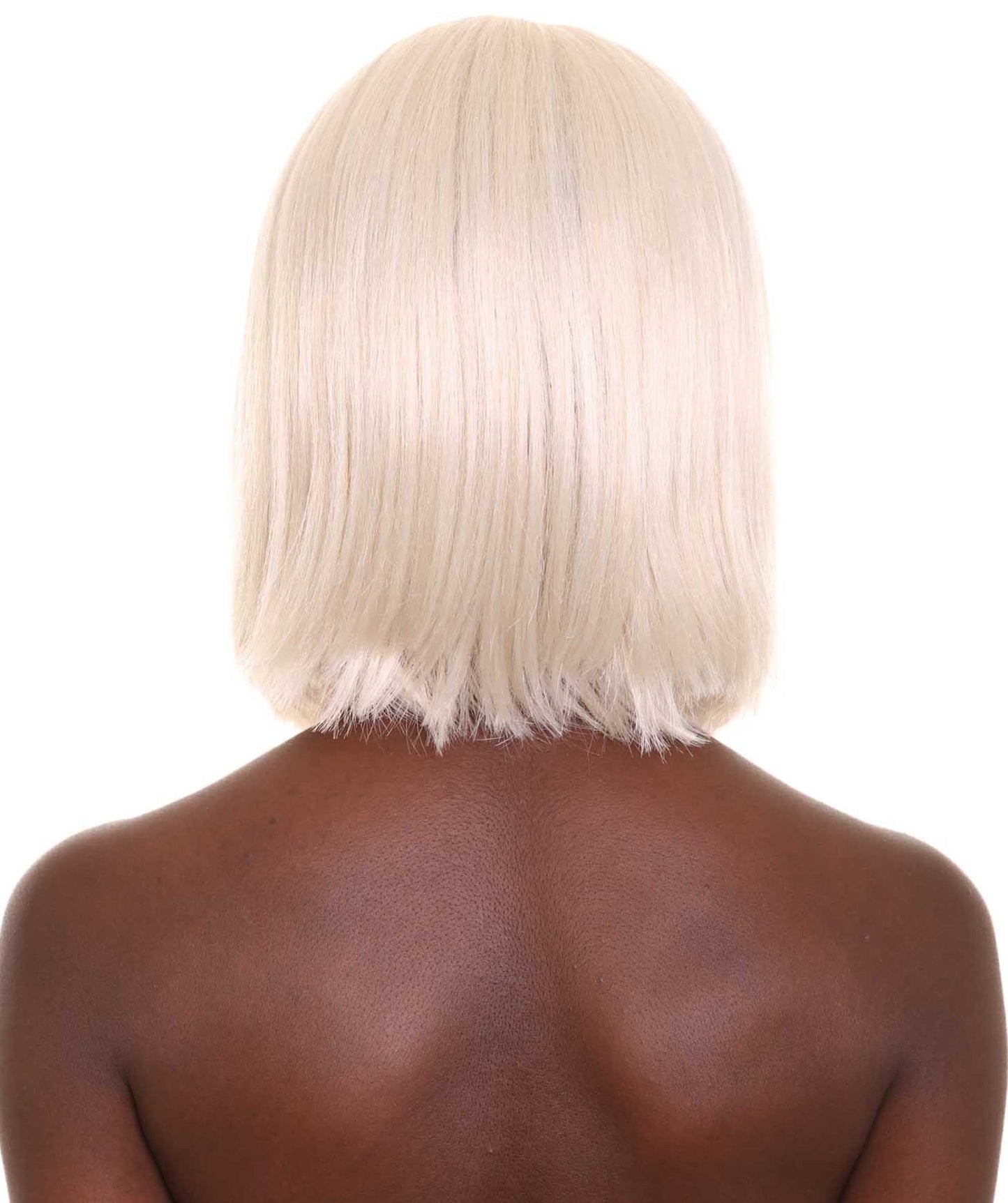 Women's Shoulder Length Socialite Wig - Platinum White Hair With Dark Roots - Capless Cap Design