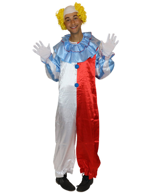 HPO Men's Blue Clown Jumpsuit Costume | Multi Color Fancy Costume