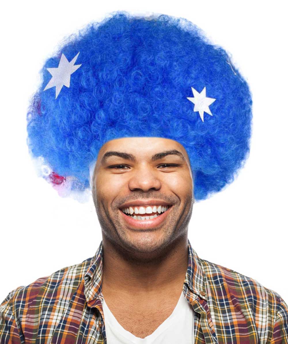 blue jumbo afro wig